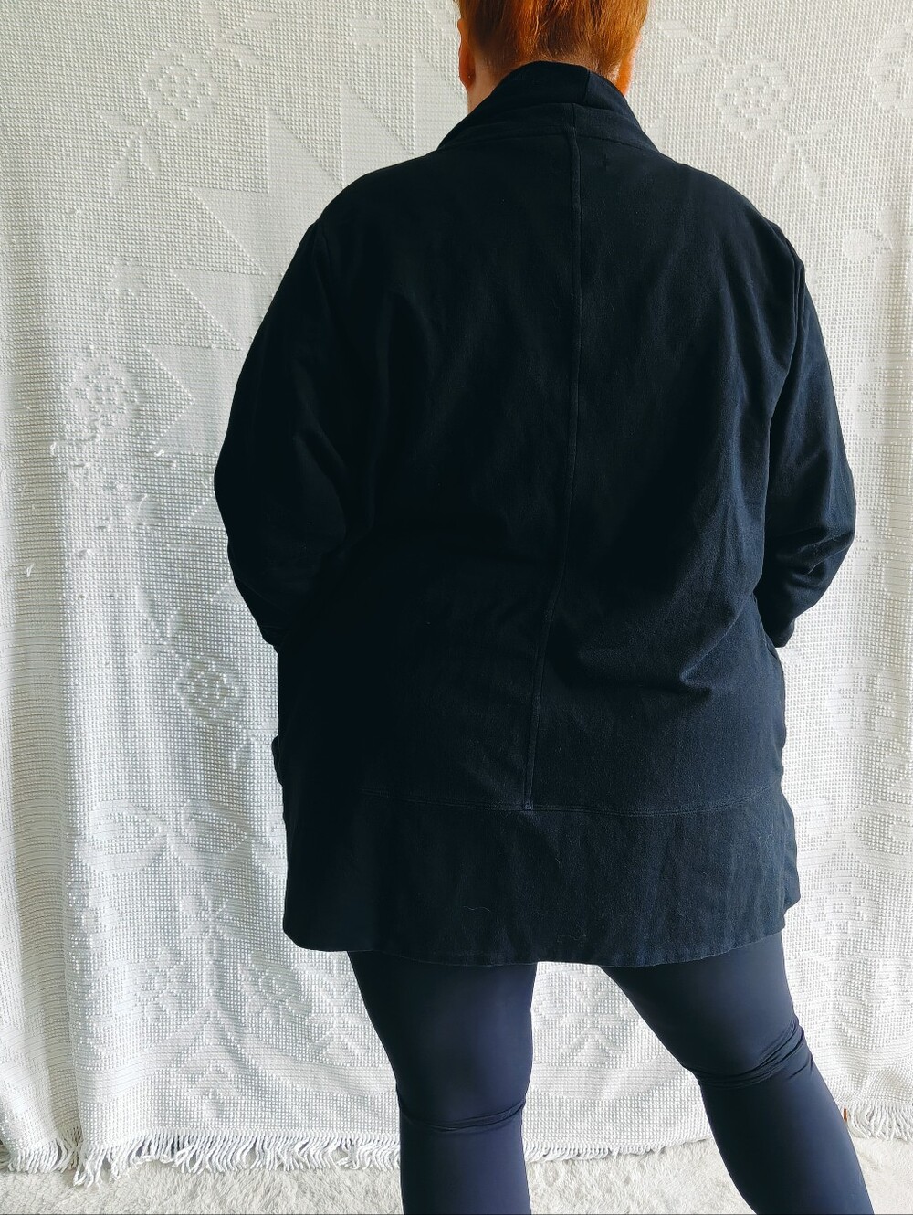 Activezone 2XL Plus Size | Black Open Front Cardigan | Collared Sweater Pockets - Picture 2 of 5